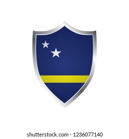 A Shield Illustration with the flag for the country of Curacao