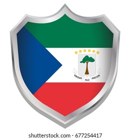 A Shield Illustration with the flag for the country of Equitorial Guinuea