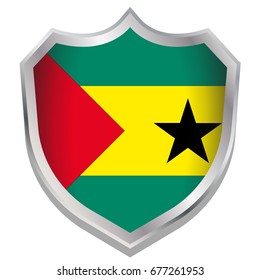 A Shield Illustration with the flag for the country of Sao Tome E Principe