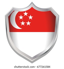 A Shield Illustration with the flag for the country of Singapore