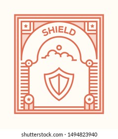 SHIELD AND ILLUSTRATION ICON CONCEPT