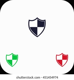 Shield Illustration set. Blue, green, red icon.