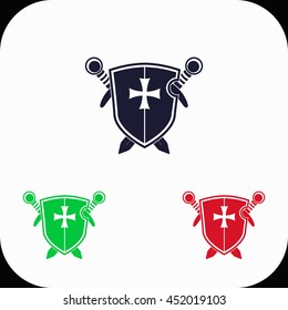 Shield Illustration set. Blue, green, red icon.