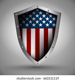 Shield with the image of the American flag