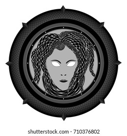 shield with the image of the Medusa Gorgon head