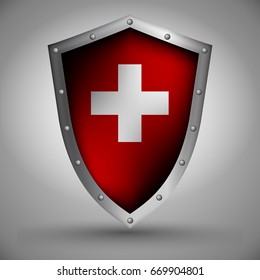 Shield with the image of the Swiss flag