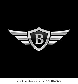 Shield Initial Letter B Wing Icon Logo