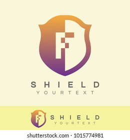shield initial Letter F Logo design