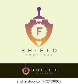 shield initial Letter F Logo design