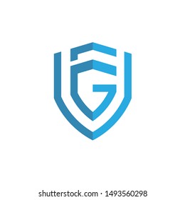 shield with initial letter G F Logo vector concept