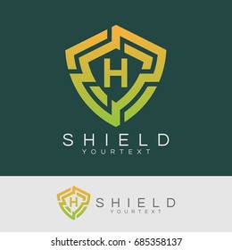 shield initial Letter H Logo design