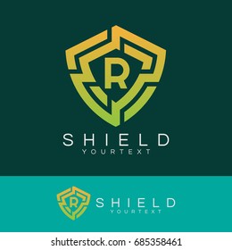 shield initial Letter R Logo design