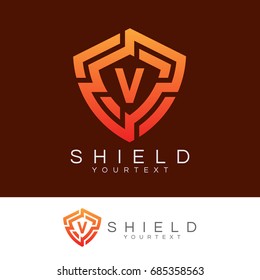 shield initial Letter V Logo design