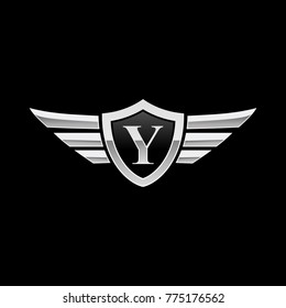 Shield Initial Letter Y Wing Icon Logo