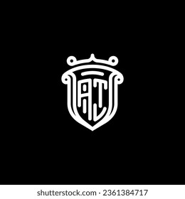AT shield initial monogram with high quality professional design that will print well