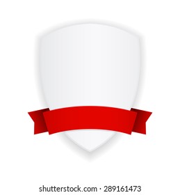 shield insignia banner icon with red ribbon