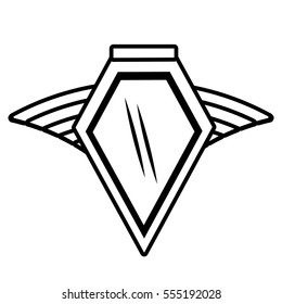 shield insignia military winged outline empty vector illustration eps 10