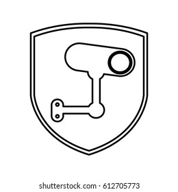 shield insurance with cctv camera isolated icon