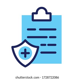 shield insurance with clipboard line and fill style icon vector illustration design