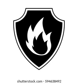 shield insurance with fire isolated icon