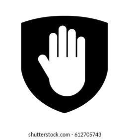 shield insurance with hand stop isolated icon