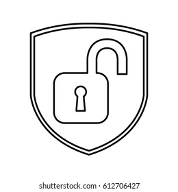 shield insurance with padlock isolated icon