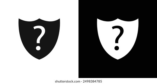 Shield interrogation icon flat line symbol set.