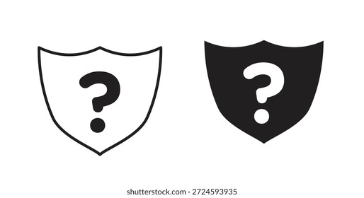 Icono de interrogación de escudo con versiones de línea y silueta.