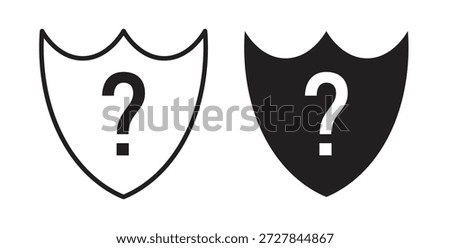 Shield interrogation icon. Vector illustration, flat and stroke