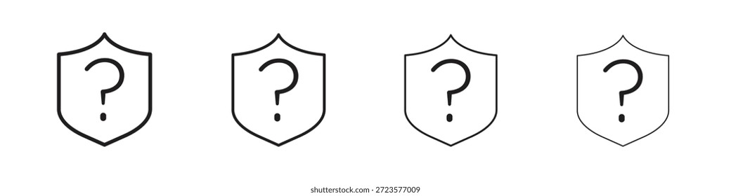 Iconos de interrogación de escudo diseñados en estilo de contorno, línea y trazo