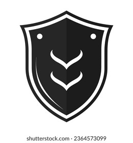 A shield isolated Black silhouette vector.