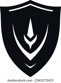 A shield isolated Black silhouette vector.