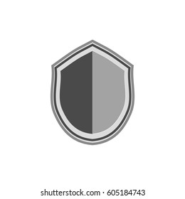 Shield isolated icon. Graphic antique heraldic badge. Monochrome silhouette sign isolated on white background. Symbol of protection, arms, honor security. Design element. Vector illustration