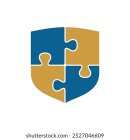 Shield Jigsaw Puzzle Icon Vector Logo Template