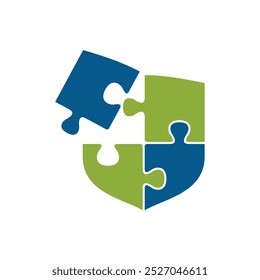 Escudo Jigsaw Puzzle Icon Vector Logo Plantilla