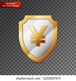 Shield with JPY sign On transparent Background