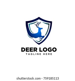 Shield Jump deer line art logo