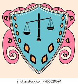 Shield Justice. Coat of Arms Vector Logo Design Element