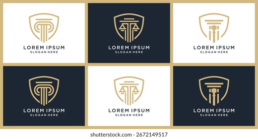 Shield justice logo design set
