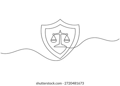 Básculas de escudo y justicia para trazado continuo de líneas para protección legal