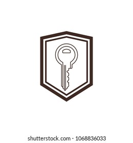 shield with key door isolated icon