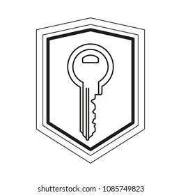 shield with key door isolated icon