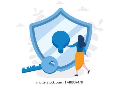 
Shield and key,
Insurance, protect your life, Vector illustration for web banner, infographics, mobile. 