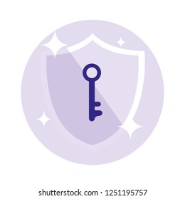 shield with key isolated icon