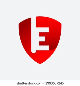 Shield and Key Letter E