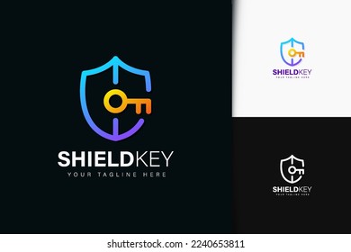 Shield key logo design with gradient