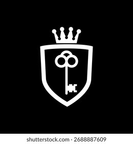 Shield key logo icon isolated on black background