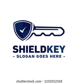 Shield key logo. Vector and illustration.