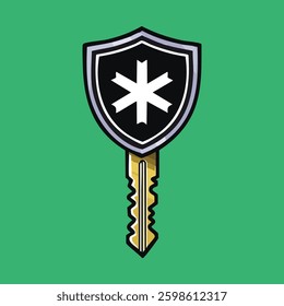 Shield key with medical symbol
