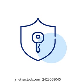 Shield and key. Secure browsing and computer usage. Pixel perfect, editable stroke